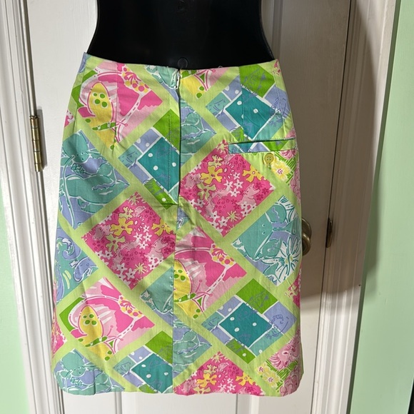 Lilly Pulitzer Surf N Patch Skirt Wht Label Vintage Colorful Knee Length Size 0 - Picture 4 of 6